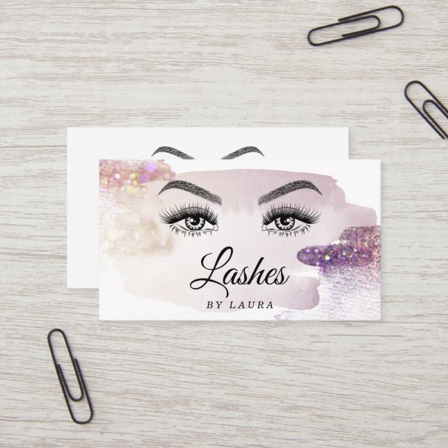 Long Beautiful Lashes Eyes and Brows Hand drawn Bu Business Card (Front/Back In Situ)