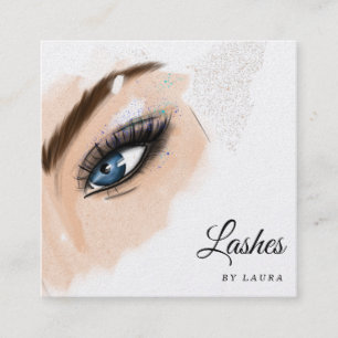 Long Beautiful Lashes Eyes and Brows Hand drawn Square Business Card