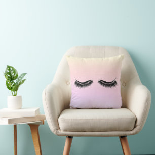 Long Black Eyelashes  Throw Pillow