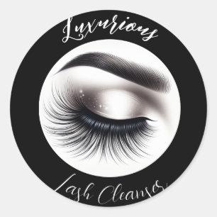 Long Black Wispy Eyelashes Lash Extensions Beauty Classic Round Sticker