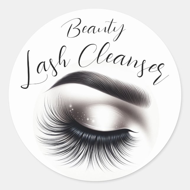 Long Black Wispy Eyelashes Lash Extensions Beauty  Classic Round Sticker (Front)