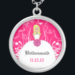 Long Blonde Side Part Fuchsia Bridesmaid Necklace<br><div class="desc">Keepsake Necklaces Choose either Silver Plated Gold Finish or Sterling Silver Unique Personalized Custom !st Christmas Gift Wedding Keepsake Wedding Party Necklaces - to change background colour - click customize - click edit - choose last tool in drop down menu and choose from one of the colours shown or enter...</div>