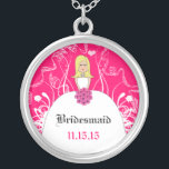 Long Blonde Side Part Fuchsia Bridesmaid Necklace<br><div class="desc">Keepsake Necklaces Choose either Silver Plated Gold Finish or Sterling Silver Unique Personalized Custom !st Christmas Gift Wedding Keepsake Wedding Party Necklaces - to change background colour - click customize - click edit - choose last tool in drop down menu and choose from one of the colours shown or enter...</div>