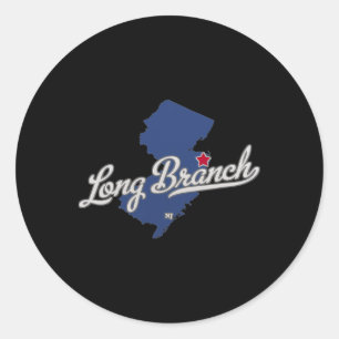 Long Branch New Jersey Nj Map Classic Round Sticker