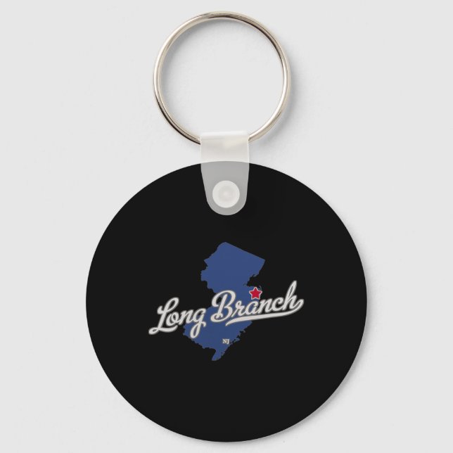 Long Branch New Jersey Nj Map  Keychain (Front)