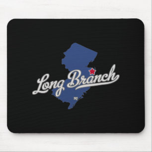 Long Branch New Jersey Nj Map  Mouse Pad