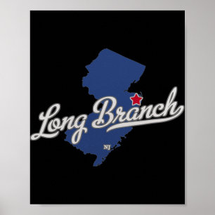 Long Branch New Jersey Nj Map Poster