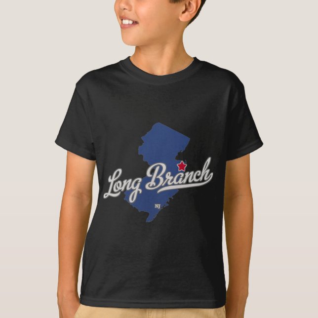 Long Branch New Jersey Nj Map  T-Shirt (Front)