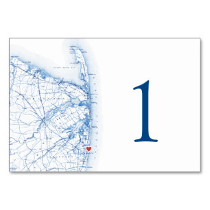 Long Branch New Jersey Wedding Elegant Map Table Number