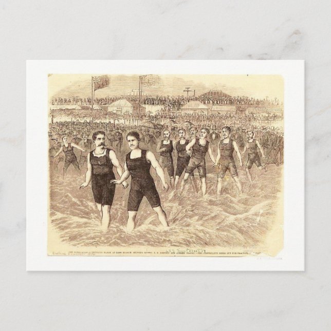 Long Branch NJ, Swimming Match 1874 Postcard (Front)
