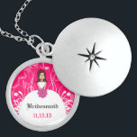 Long Brown Hair Fuchsia Bridesmaid Necklace<br><div class="desc">Keepsake Necklaces Choose either Silver Plated Gold Finish or Sterling Silver Unique Personalized Custom !st Christmas Gift Wedding Keepsake Wedding Party Necklaces - to change background colour - click customize - click edit - choose last tool in drop down menu and choose from one of the colours shown or enter...</div>