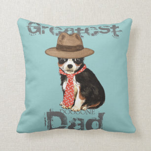 Long Coat Chihuahua Dad Throw Pillow
