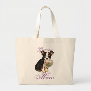 Long Coat Chihuahua Heart Mom Large Tote Bag