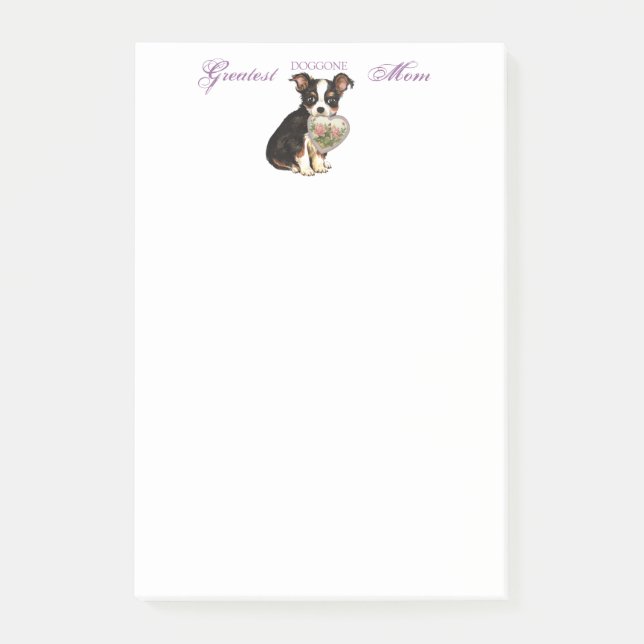 Long Coat Chihuahua Heart Mom Post-it Notes (Front)