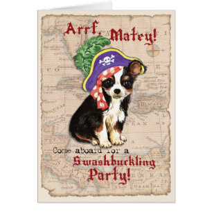 Long Coat Chihuahua Pirate Invitation