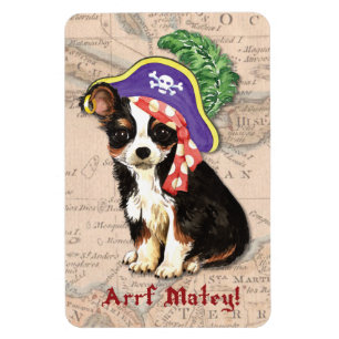 Long Coat Chihuahua Pirate Magnet