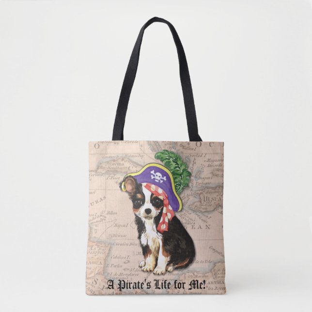 Long Coat Chihuahua Pirate Tote Bag (Front)