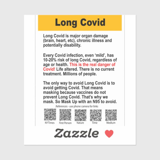 Long Covid info vinyl sticker (Sheet)
