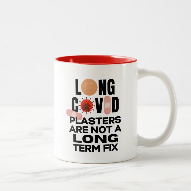 LONG COVID - PLASTERS ARE NOT A LONG TERM FIX  Two-Tone COFFEE MUG (Right)
