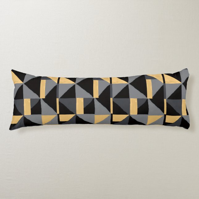 Long Cushion Geometry | Black, Gold Artisanal Styl (Front)