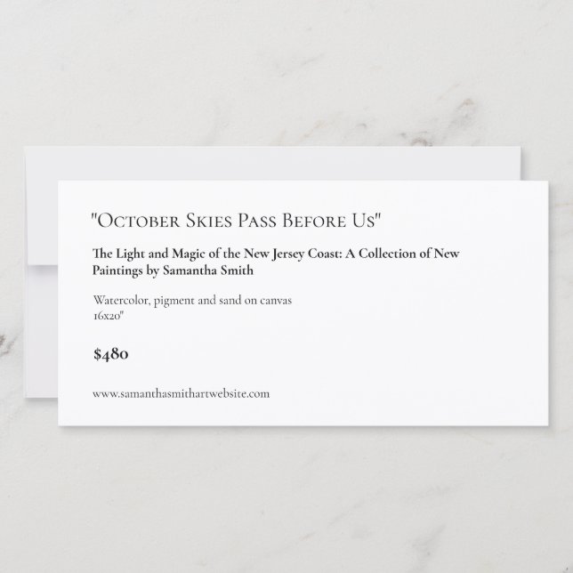 Long Customizable Art Show Display Cards Labels (Front)