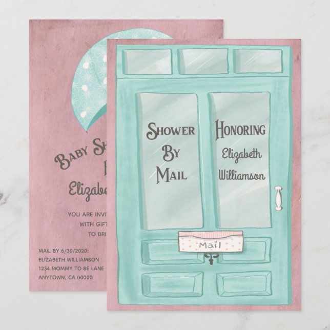 Long Distance Baby Shower By Mail Cute Watercolor Invitation (Front/Back)