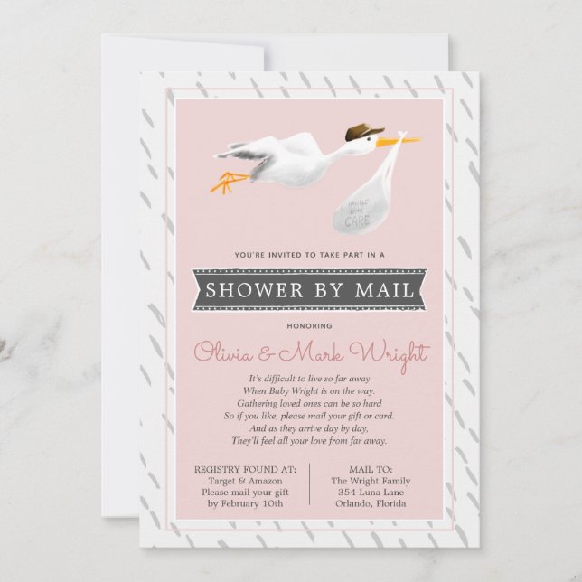 Long Distance Baby Shower by Mail Invitation (Front)
