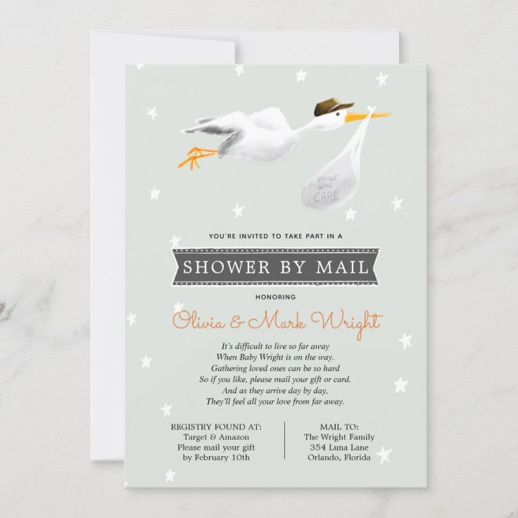 Long Distance Baby Shower by Mail Invitation Zazzle