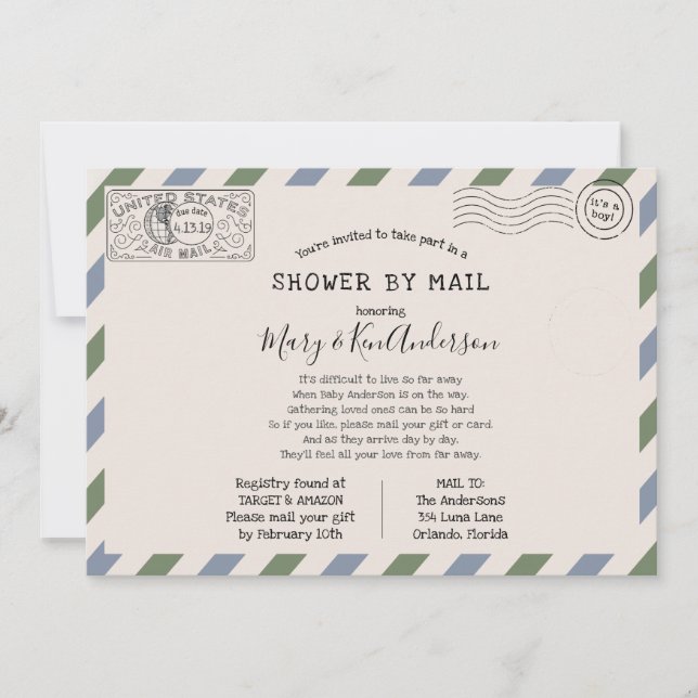 Long Distance Baby Shower by Mail Invitation (Front)