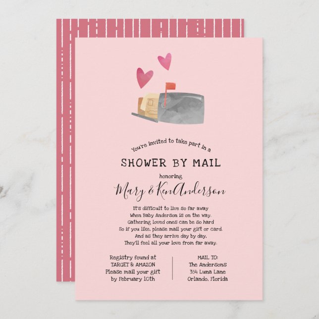 Long Distance Baby Shower by Mail Invitation (Front/Back)