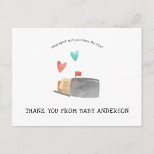 Long Distance Baby Shower by Mail Thank You Postcard