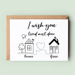Long Distance Best Friends Friendship Trendy Card<br><div class="desc">This trendy Card features Two cute Hand draw home of you and your bestie! The words "I Wish you lived next door" appear in Black modern script, and This Card Features a Customizable name of you and your best friend on front and back. Best Personalized Long Distance State To State...</div>