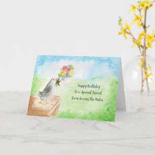 Long Distance Friend Birthday Card Watercolor Bird