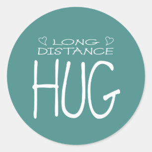 Long Distance Hug Message for Mail or Package Classic Round Sticker
