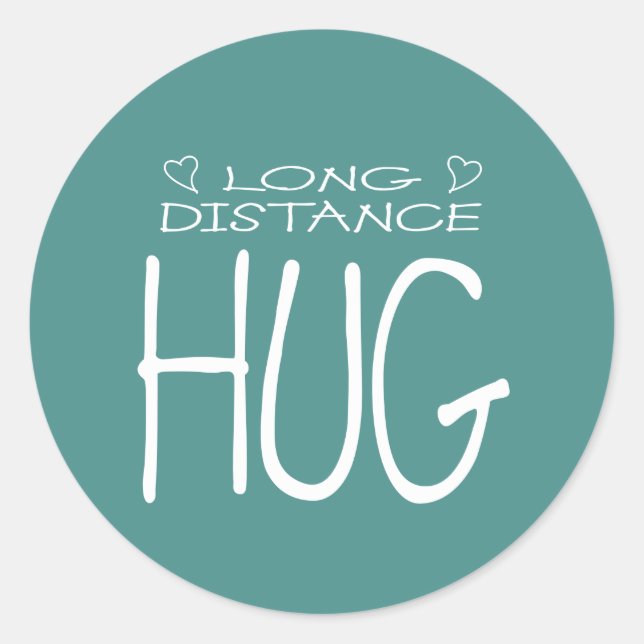 Long Distance Hug Message for Mail or Package Classic Round Sticker (Front)