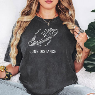 Long Distance Paper Airplane Planet Design T-Shirt