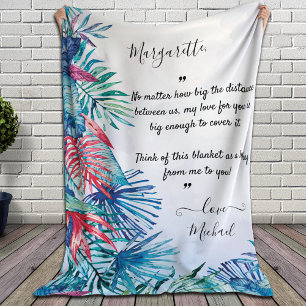 Long Distance Relationship Custom Message Fleece Blanket