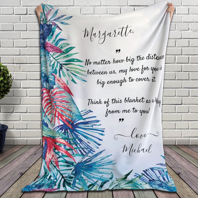 Long Distance Relationship Custom Message Fleece Blanket (Creator Uploaded)