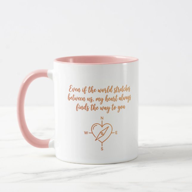 Long Distance Relationship Heart Compass Gift Mug (Left)