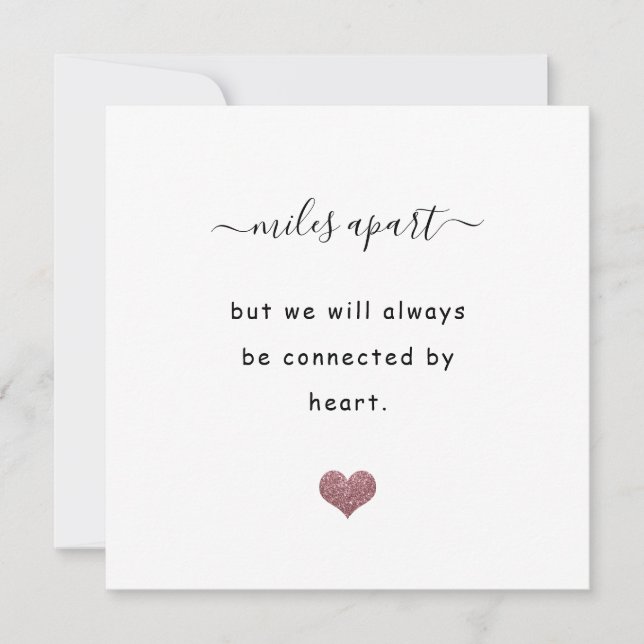 Long distance relationship miles glitter heart card (Front)