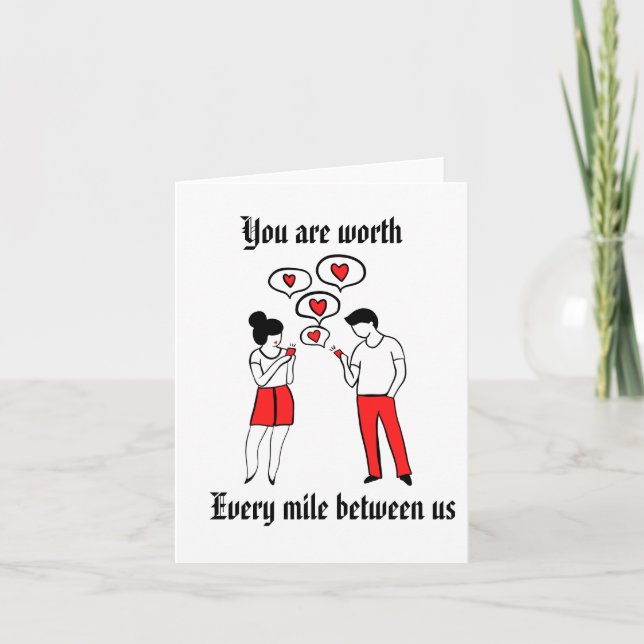 Long distance relationship valentine day greeting card (Front)