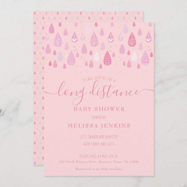 Long Distance Shower / Sprinkle By Mail Invitation (Front/Back)