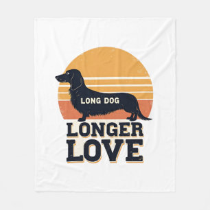Long Dog Longer Love Vintage Dachshund Sunset Grap Fleece Blanket