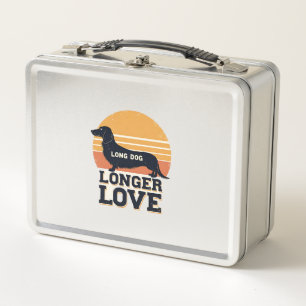 Long Dog Longer Love Vintage Dachshund Sunset Grap Metal Lunch Box