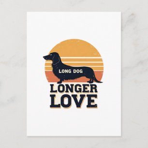 Long Dog Longer Love Vintage Dachshund Sunset Grap Postcard