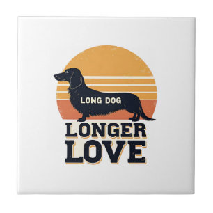 Long Dog Longer Love Vintage Dachshund Sunset Grap Tile