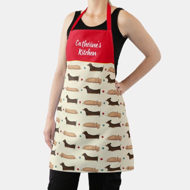 Long Dogs - Dachshunds - Red Apron (Insitu)
