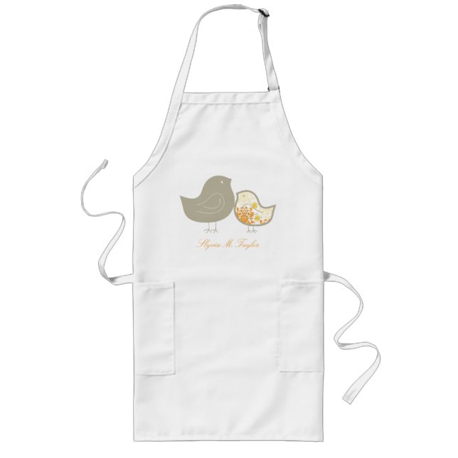 Long Douces poussins Damask Jaune Tablier Cadeau Person (Devant)