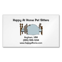 Long Ear Dog Sleeping in Human Bed Magnetic Business Card