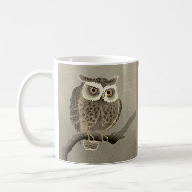 long-eared owl print coffee mug (Left)